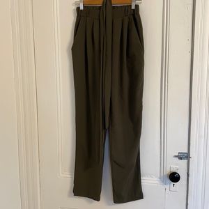 Olive green high waisted belted slacks